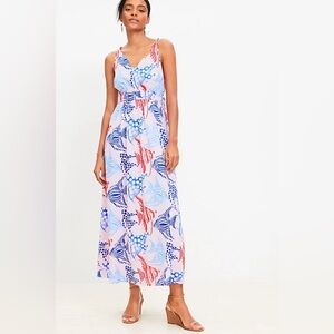 Loft fish print maxi dress